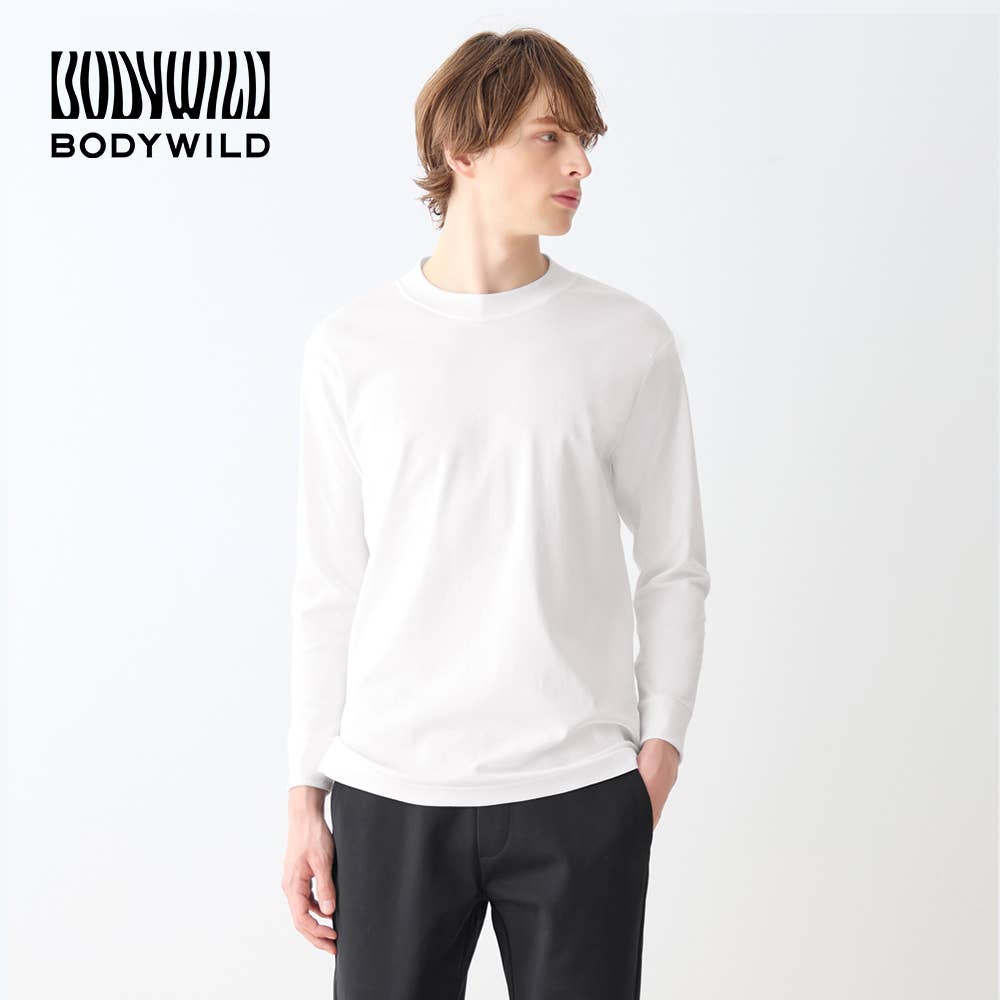 【ジャケット対応】スムースコットンクルーネック長袖シャツ【SALE】